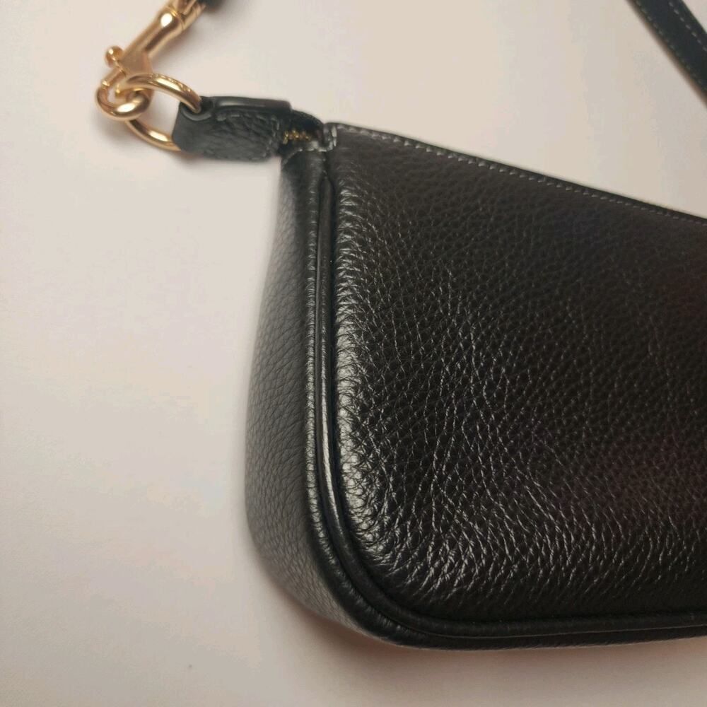 Coach Black Leather Studded Shoulder Bag with Gold Accents - Picture 9 of 9